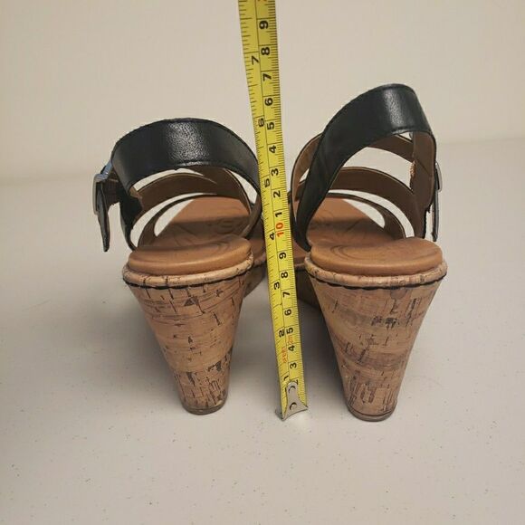 Born Concept B.O.C. Schirra Wedge Black Cork Ankle Strap Sandals Women Size 10M - Picture 4 of 14